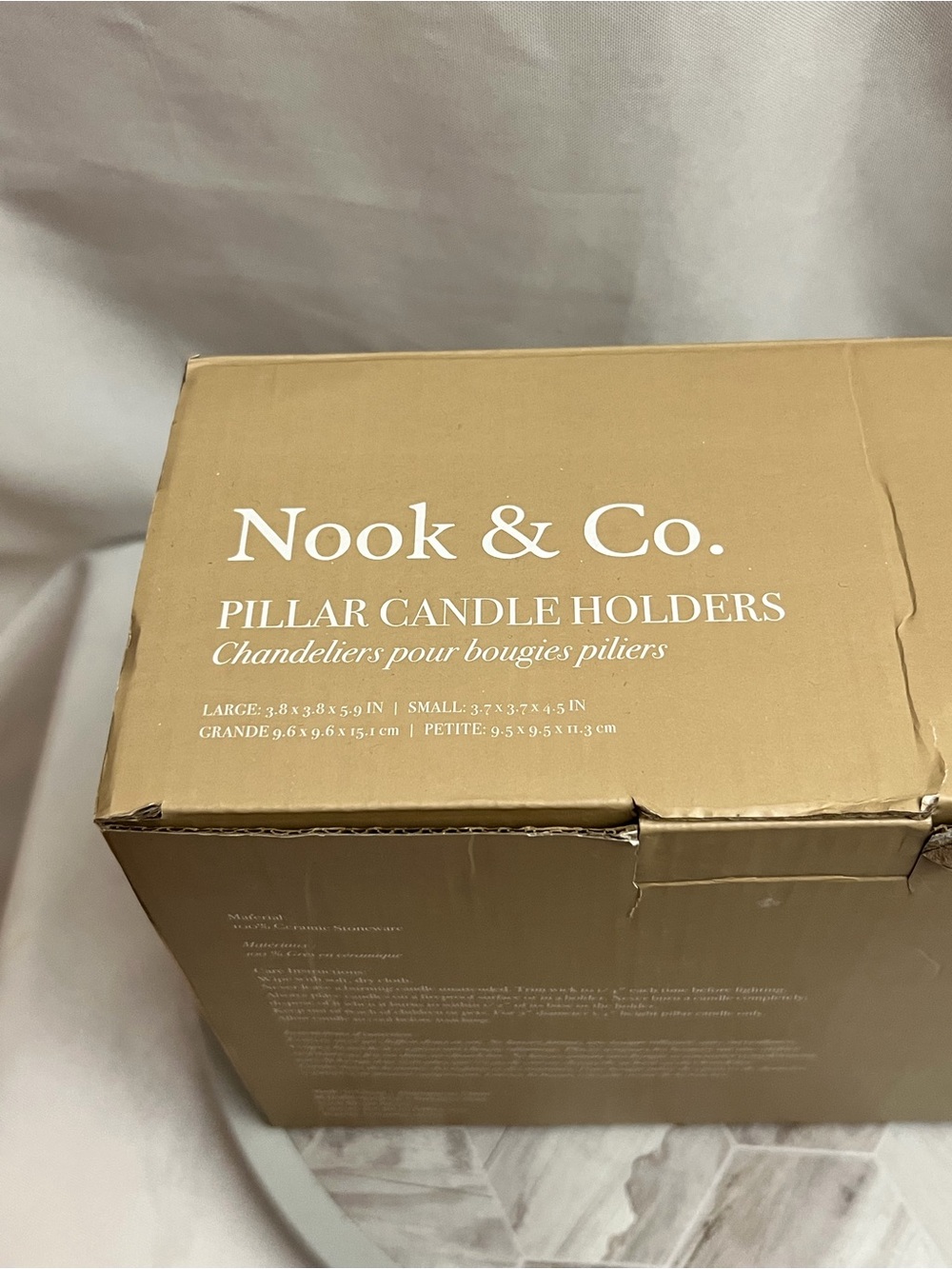 Nook & Co White Ceramic Stoneware Pillar Candle Holders Set of 2 Modern - Picture 4 of 9